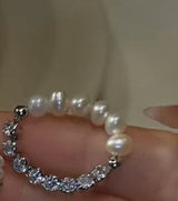 Natural Freshwater Pearl Diamond Splice Ring – Birthday Gifts — 8