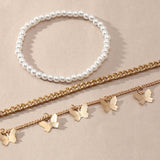Retro Hip Hop Chain Pearl Simple Butterfly Anklet – Surprise Gifts — 2