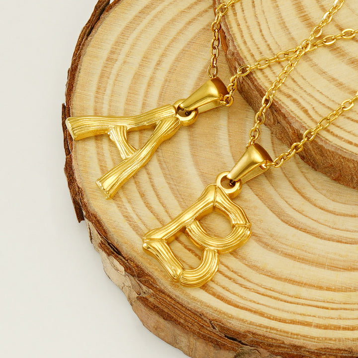Hip Hop Bamboo 18K Stainless Steel Letter Pendant – Jewelry Gift Ideas — 1