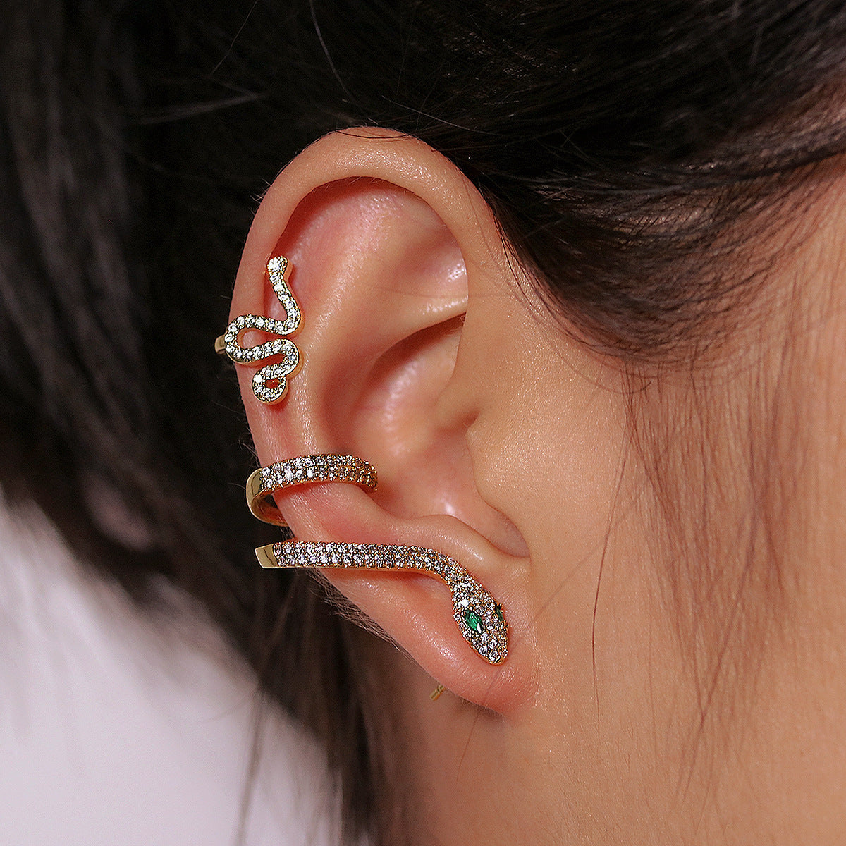 Earrings Retro Ear Cuff Cold Wind Full Diamond Snake – Stylish Gifts — 1