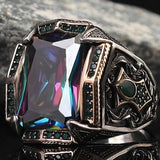 Retro Punk Ge Feng Te Ruby Men's Personalized Ring – Gifts for Him — 1