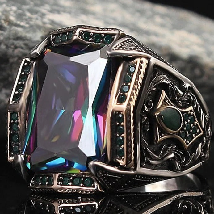 Retro Punk Ge Feng Te Ruby Men's Personalized Ring – Gifts for Him — 1