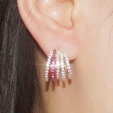 Multi-layer Line Stud Earrings With Diamonds – Holiday Gift Ideas — 1