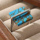 Retro-style Natural Square Turquoise Ring – Stylish Gifts — 4