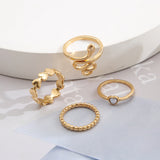 Boho Vintage Gold Geometric Emerald Statement Ring Set – Stylish Gifts — 5