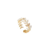 Women's Personalized Simple Micro Zirconia Leaf Ring – Gifts for Her — 3