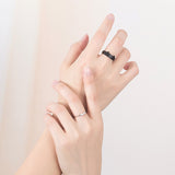 Black White Cat Sterling Silver Couple Ring – Gifts for Couples — 4