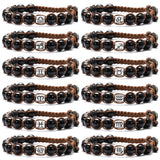 Natural Stone 12 Zodiac Obsidian Hand-woven Bracelet – Stylish Gifts — 9