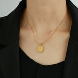 Round Coin Roman Relief Necklace – Jewelry Gift Ideas — 1