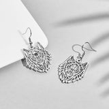Hollow Wolf Head Silver Stainless Steel Dangle – Gifts for Her — 5