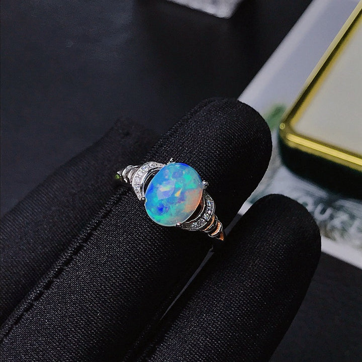 Natural Opal 925 Silver Inlaid Ring – Meaningful Gifts — 1