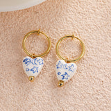 Vintage Hand Painted Blue And White Ceramic Beaded – Stylish Gifts — 11