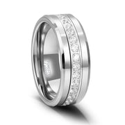 Single Row Diamond-embedded Slope Edge Unisex Silver – Birthday Gifts — 4