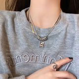 Small Group Diamond Inlaid Geometric Double Layer – Jewelry Gift Ideas — 3