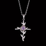 Cross Rose Pendant Birthstone Necklace Citrine – Jewelry Gift Ideas — 1