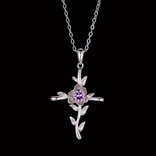 Cross Rose Pendant Birthstone Necklace Citrine – Jewelry Gift Ideas — 1