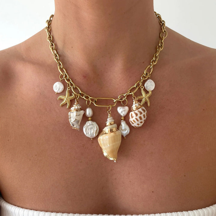 Stainless Steel Conch Hammered Starfish Pearl – Jewelry Gift Ideas — 1