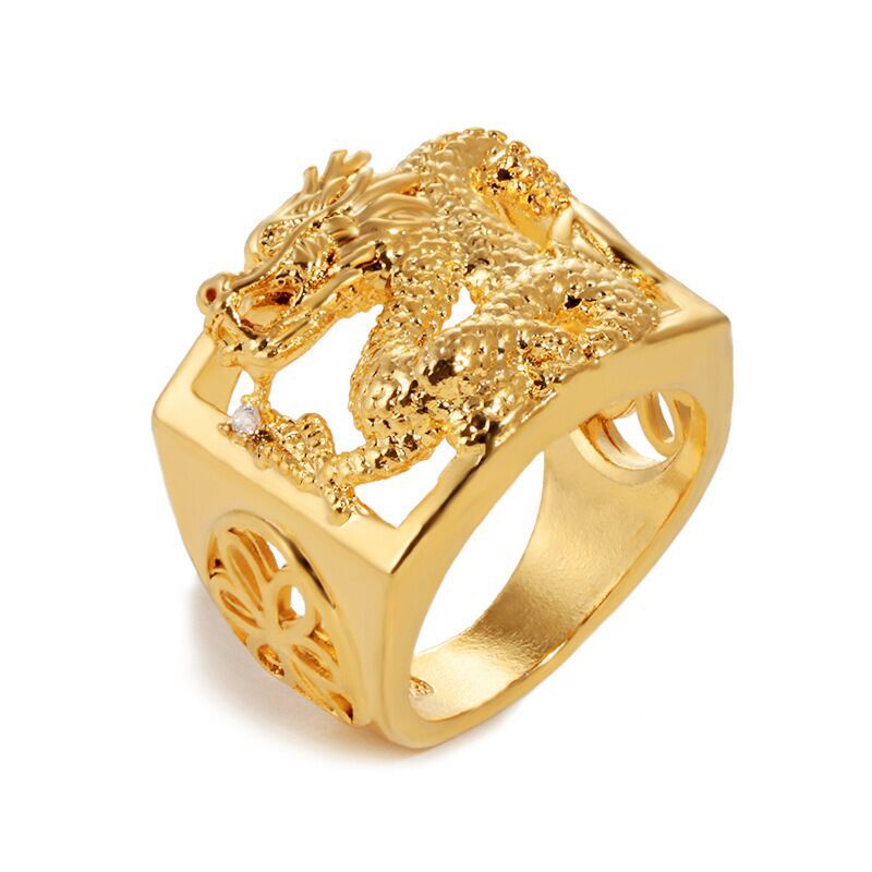 Aventurine Gold Pure Copper Gold Plated Hollow Dragon – Gifts for Him — 1