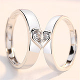 Silver heart diamond ring couple love wedding ring – Gifts for Couples — 4
