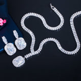 Platinum Zircon Earrings Necklace Set – Jewelry Gift Ideas — 3