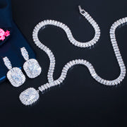 Platinum Zircon Earrings Necklace Set – Jewelry Gift Ideas — 3
