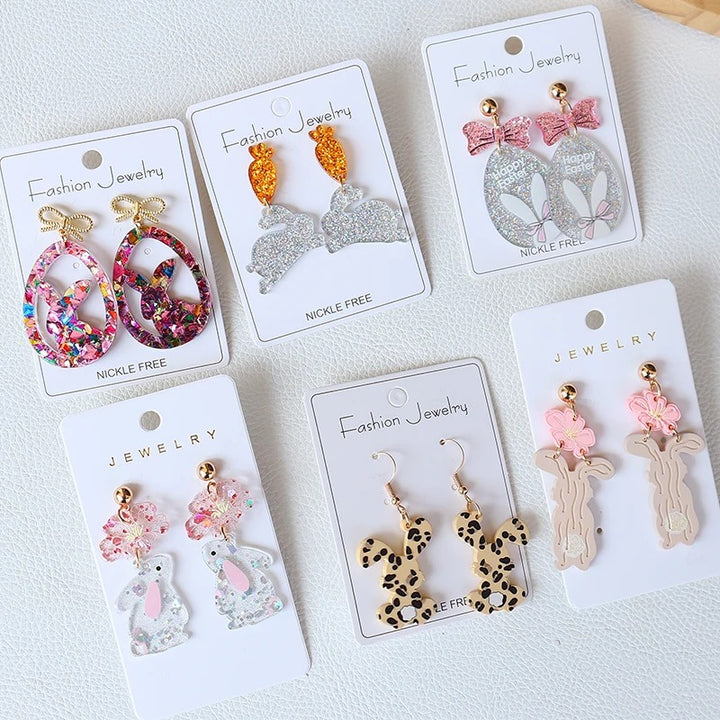 Cute Easter Acrylic Starry Rabbit Earrings – Gifts for Pet Lovers — 1
