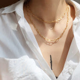 18k Gold Stainless Steel Paper Clip Clavicle – Jewelry Gift Ideas — 2