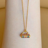 Gold Enamel Safety Lock Necklace – Jewelry Gift Ideas — 2