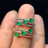 925 Silver Inlaid Natural Colombian Emerald Ring – Unique Gift Ideas — 1