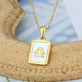 Stainless Steel Square Shell Zodiac Necklace – Jewelry Gift Ideas — 3