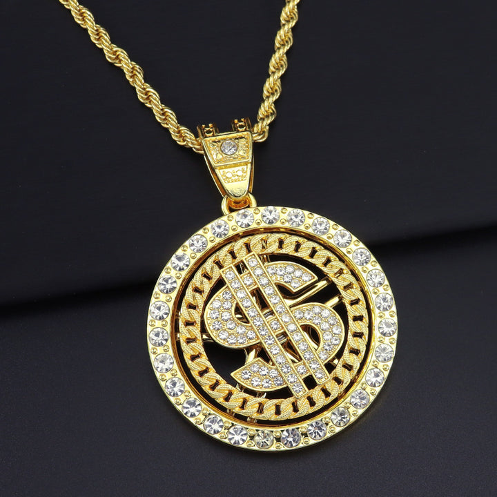 Diamond Set Rotating Rotatable Dollar Pendant – Jewelry Gift Ideas — 1