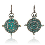 Vintage Roulette Shaped Carved Pendant Earrings – Jewelry Gift Ideas — 6
