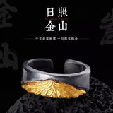 Handmade Carved Ring Men's Silver-wrapped Gold Opening – Gifts for Him — 6