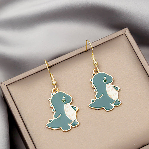 Cute Cool Summer Green Dinosaur Cartoon Earrings – Gift Ideas — 2