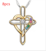 Cross Love Colorful Imitatio Gemstone Pendant – Jewelry Gift Ideas — 8