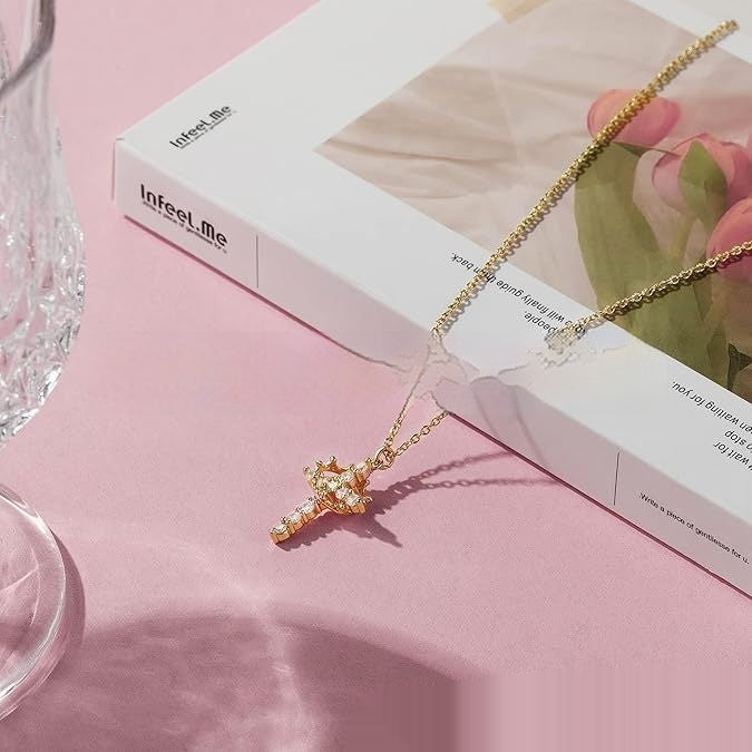 Cross Crown Zircon Clavicle Chain Necklace – Jewelry Gift Ideas — 1