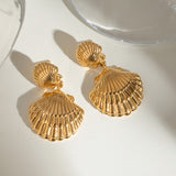 Vintage Stainless Steel Shell Pendant Earrings – Jewelry Gift Ideas — 1