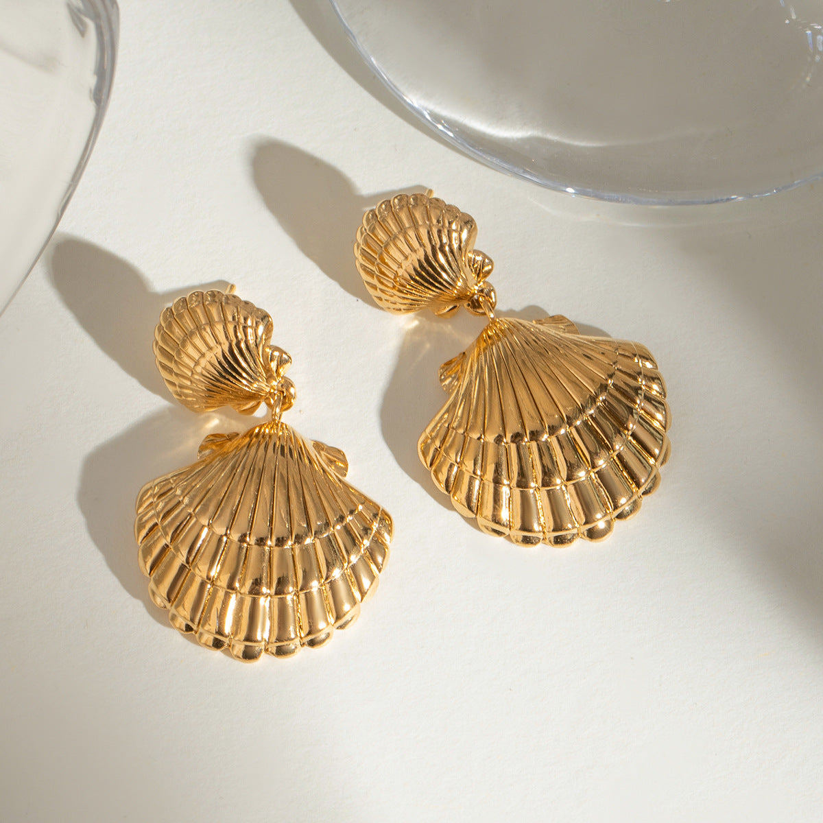 Vintage Stainless Steel Shell Pendant Earrings – Jewelry Gift Ideas — 1