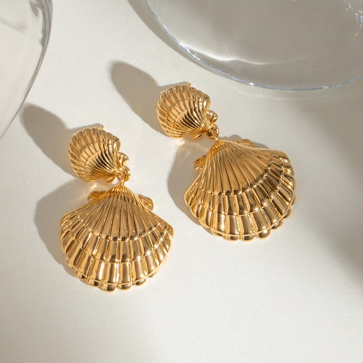 Vintage Stainless Steel Shell Pendant Earrings – Jewelry Gift Ideas — 1