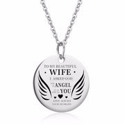 To My Beautiful Wife My Angel Round Necklace – Jewelry Gift Ideas — 3