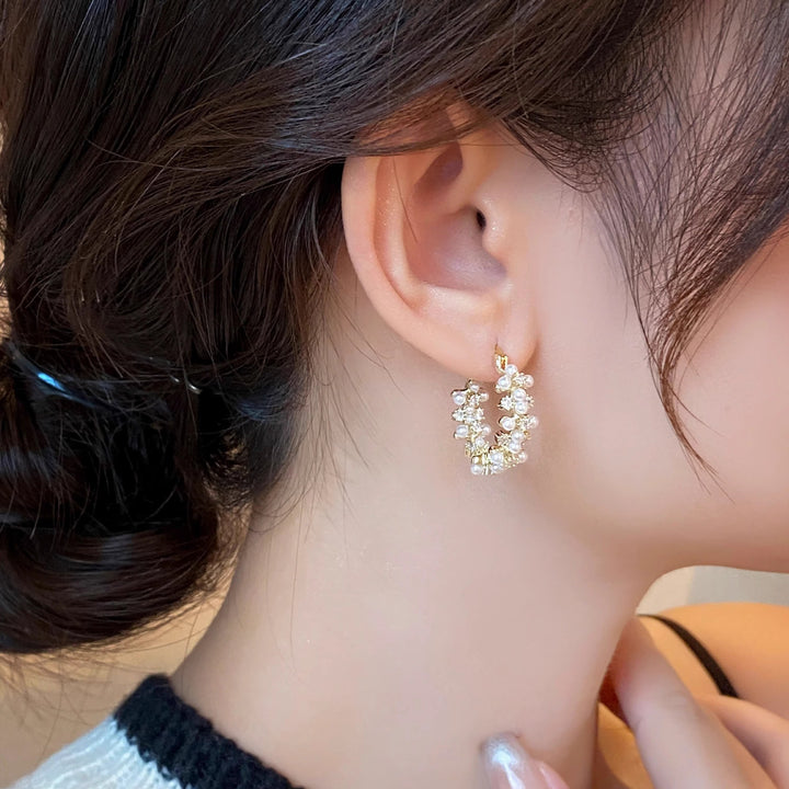 Multi-row Pearl Zircon Earrings – Meaningful Gifts — 1
