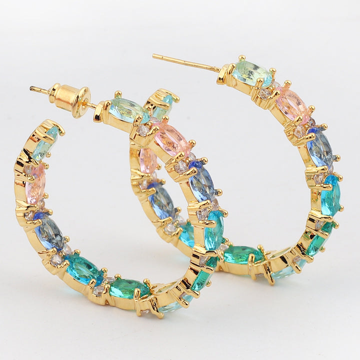 Shining Color Matching Round Ring Earrings – Special Occasion Gifts — 1