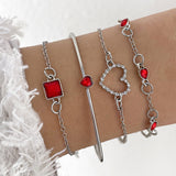 Retro Inlaid Lvzuan Square Chain Heart Bracelet – Jewelry Gift Ideas — 12