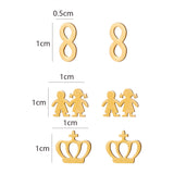 Crown Boy And Girl Stainless Steel Gold Stud Earrings – Gifts for Kids — 3