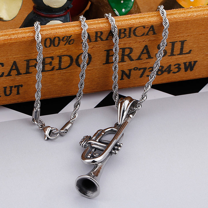 Titanium Steel Necklace Horn Musical Instrument – Jewelry Gift Ideas — 1