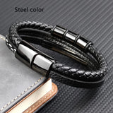 Punk Design Stainless Steel Leather Bracelet – Jewelry Gift Ideas — 4