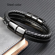Punk Design Stainless Steel Leather Bracelet – Jewelry Gift Ideas — 4