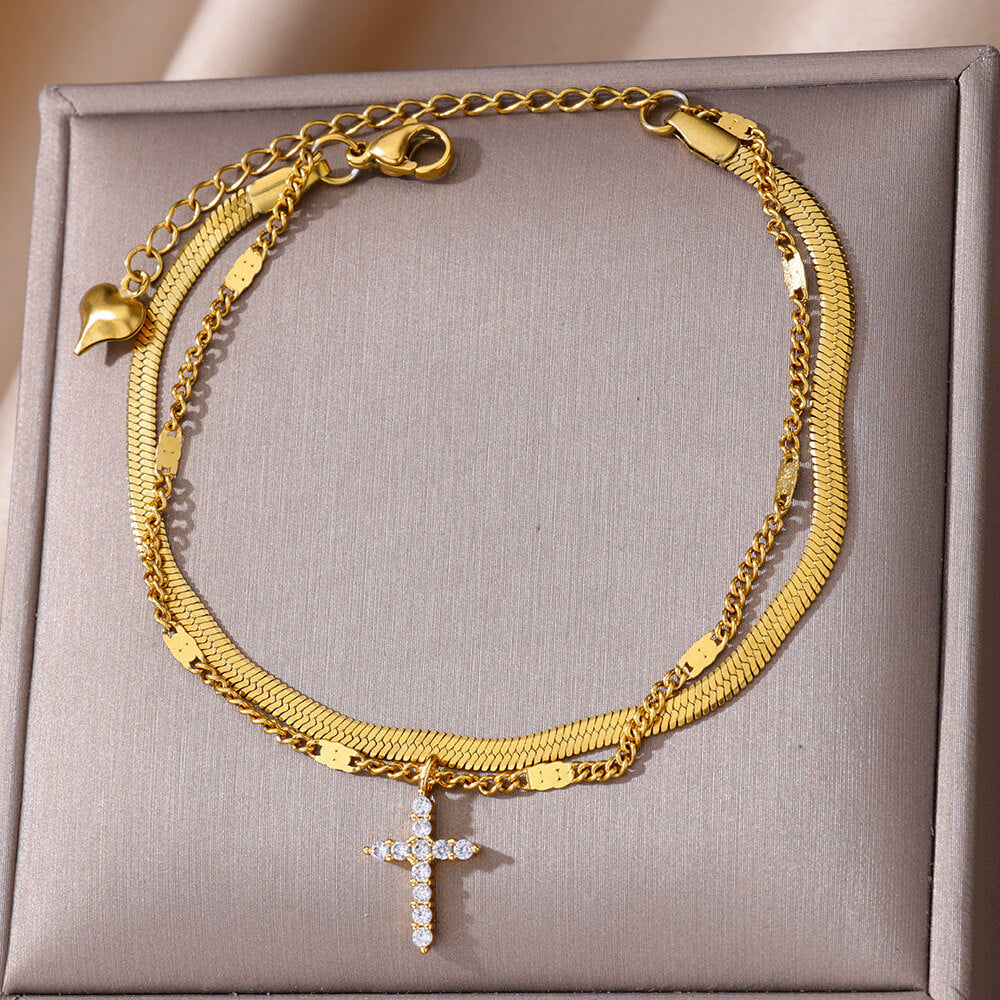 Fashion Double Layer Snake Bone Anklet Elegant Beach – Stylish Gifts — 1