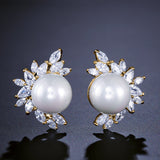 Premium Micro-Set Marquise Zircon Pearl Earrings – Useful Gifts — 5