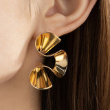 Simple Retro Geometric Ruffled Skirt Earrings – Unique Gift Ideas — 2
